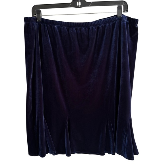 Susan Graver Stretch Velvet Skirt A-Line Pleated Knee Length Office Casual 2X - Picture 1 of 10
